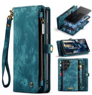 Caseme Samsung Galaxy S23 Ultra - Vintage 2 in 1 portemonnee hoes - Blauw