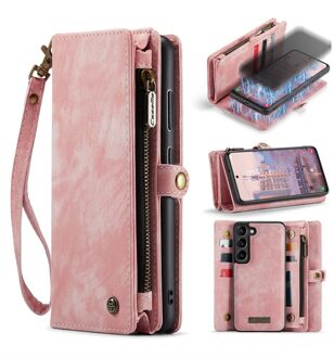 Caseme Samsung Galaxy S23 - Vintage 2 in 1 portemonnee hoes - Lichtroze