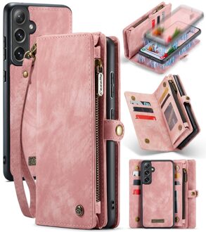 Caseme Samsung Galaxy S24 hoes - Vintage 2 in 1 portemonnee - Lichtroze