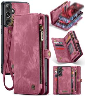 Caseme Samsung Galaxy S24 hoes - Vintage 2 in 1 portemonnee - Rood