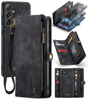 Caseme Samsung Galaxy S24 hoes - Vintage 2 in 1 portemonnee - Zwart