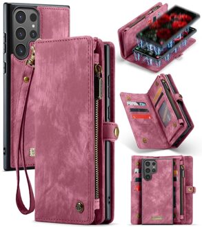 Caseme Samsung Galaxy S24 Ultra hoes - Vintage 2 in 1 portemonnee - Rood