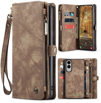 Caseme Samsung Galaxy S25 Edge hoes - Vintage 2 in 1 portemonnee - Bruin
