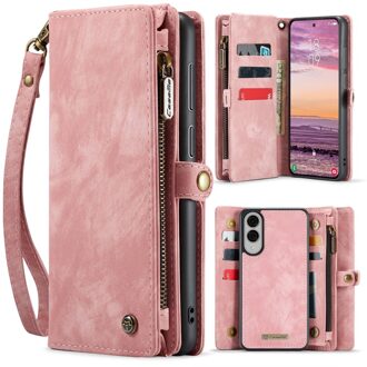 Caseme Samsung Galaxy S25 Edge hoes - Vintage 2 in 1 portemonnee - Lichtroze