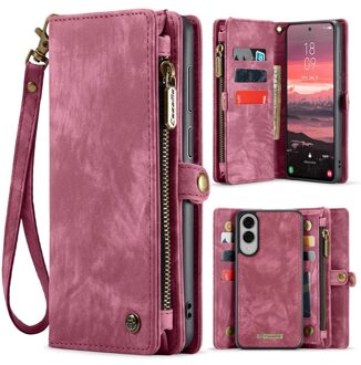 Caseme Samsung Galaxy S25 Edge hoes - Vintage 2 in 1 portemonnee - Rood