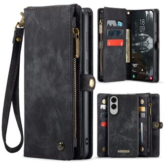 Caseme Samsung Galaxy S25 Edge hoes - Vintage 2 in 1 portemonnee - Zwart