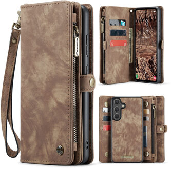 Caseme Samsung Galaxy S25 FE hoes - Vintage 2 in 1 portemonnee - Bruin