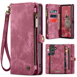 Caseme Samsung Galaxy S25 FE hoes - Vintage 2 in 1 portemonnee - Rood