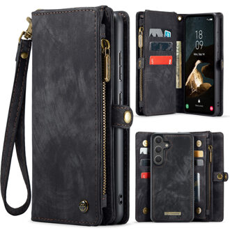 Caseme Samsung Galaxy S25 FE hoes - Vintage 2 in 1 portemonnee - Zwart