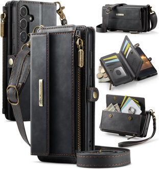 Caseme Samsung Galaxy S25 FE hoesje - portemonnee tasje - Zwart