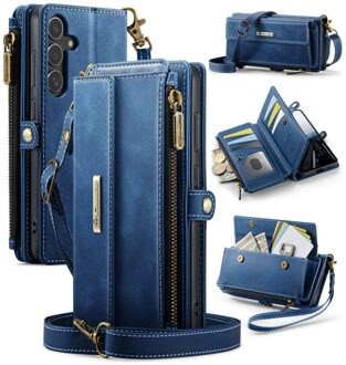 Caseme Samsung Galaxy S25 hoesje - portemonnee tasje - Blauw