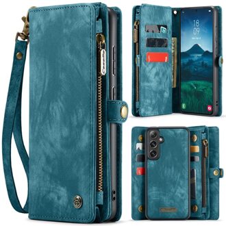 Caseme Samsung Galaxy S25 Plus hoes - Vintage 2 in 1 portemonnee - Blauw