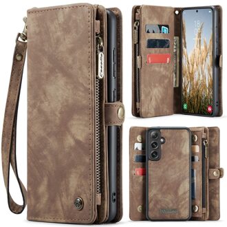 Caseme Samsung Galaxy S25 Plus hoes - Vintage 2 in 1 portemonnee - Bruin