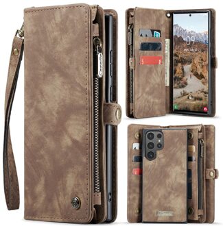Caseme Samsung Galaxy S25 Ultra hoes - Vintage 2 in 1 portemonnee - Bruin