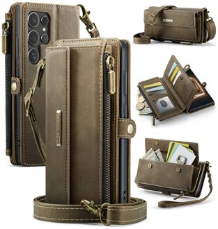 Caseme Samsung Galaxy S25 Ultra hoesje - portemonnee tasje - Bruin