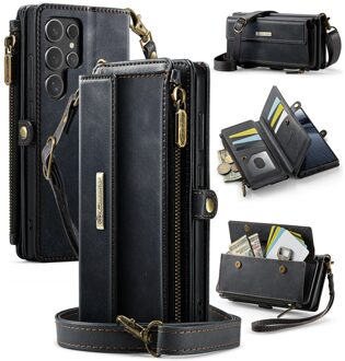 Caseme Samsung Galaxy S25 Ultra hoesje - portemonnee tasje - Zwart