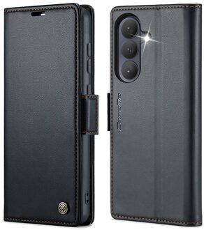 Caseme Samsung Galaxy S26 Plus PU-leren bookcase stand hoes - Zwart