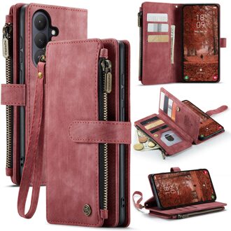 Caseme Samsung Galaxy S26 Plus PU leren hoesje - portemonnee - Rood