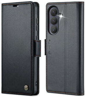 Caseme Samsung Galaxy S26 PU-leren bookcase stand hoes - Zwart
