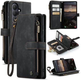 Caseme Samsung Galaxy S26 PU leren hoesje - portemonnee - Zwart