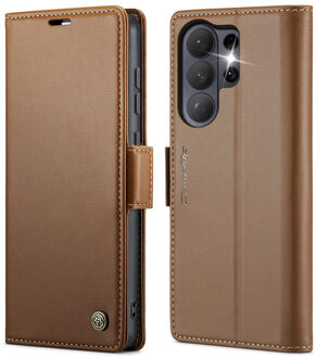 Caseme Samsung Galaxy S26 Ultra PU-leren bookcase stand hoes - Bruin