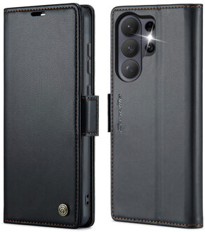 Caseme Samsung Galaxy S26 Ultra PU-leren bookcase stand hoes - Zwart