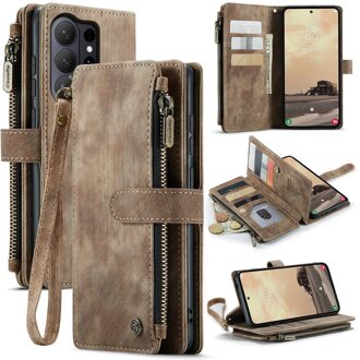 Caseme Samsung Galaxy S26 Ultra PU leren hoesje - portemonnee - Bruin