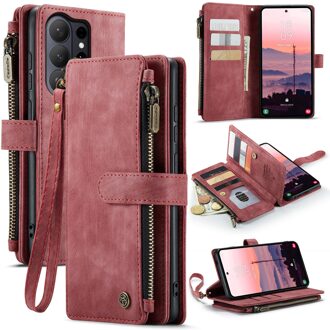 Caseme Samsung Galaxy S26 Ultra PU leren hoesje - portemonnee - Rood