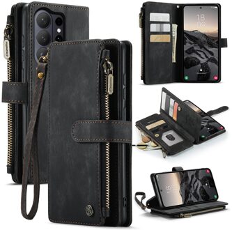 Caseme Samsung Galaxy S26 Ultra PU leren hoesje - portemonnee - Zwart