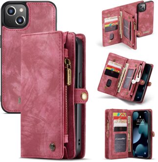Caseme vintage 2 in 1 portemonnee hoes - iPhone 13 Mini - Rood