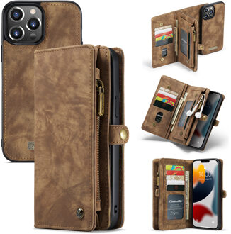 Caseme vintage 2 in 1 portemonnee hoes - iPhone 13 Pro Max - Bruin