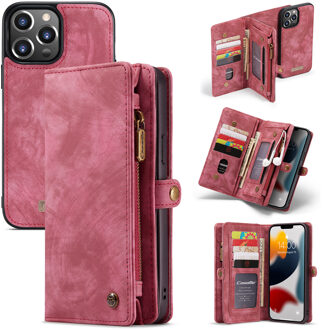 Caseme vintage 2 in 1 portemonnee hoes - iPhone 13 Pro Max - Rood