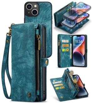 Caseme Vintage 2 in 1 portemonnee hoes - iPhone 14 Plus - Blauw