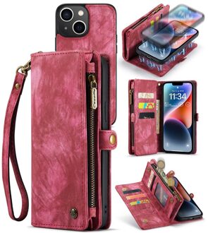 Caseme Vintage 2 in 1 portemonnee hoes - iPhone 14 Plus - Rood