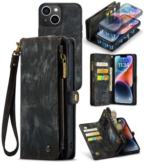 Caseme Vintage 2 in 1 portemonnee hoes - iPhone 14 Plus - Zwart