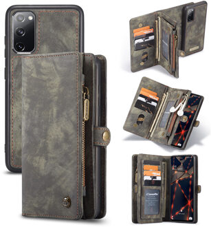 Caseme vintage 2 in 1 portemonnee hoes - Samsung Galaxy S20 FE- Zwart
