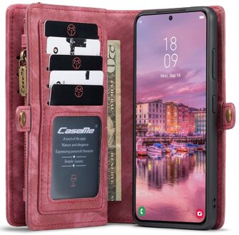 Caseme Vintage 2 in 1 portemonnee hoes - Samsung Galaxy S22 Plus - Rood