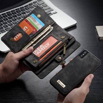 Caseme Zwarte multifunctioneel wallet hoesje iPhone 10 echt Split leer