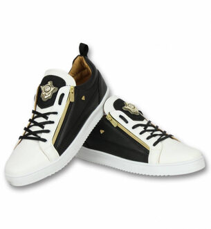 Cash Money Heren Schoenen - Heren Sneaker Bee Black White Gold - CMS97 - Wit/Zwart - Maten: 41