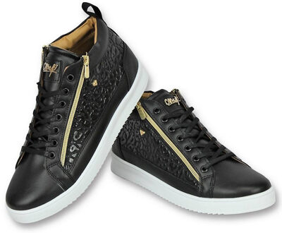 Cash Money Heren Schoenen - Heren Sneaker Croc Black Gold - CMS98 - Zwart - Maten: 41