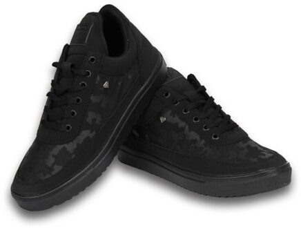 Cash Money Heren Schoenen - Heren Sneaker Low Camouflage Side - Case Army Full Black - Zwart - Maten: 40