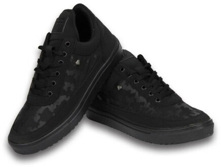 Cash Money Heren Schoenen - Heren Sneaker Low Camouflage Side - Case Army Full Black - Zwart - Maten: 41