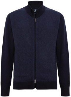 Cashmere Blend Full Zip Sweater Boggi Milano , Blue , Heren - 2Xl,Xl,L,M,S