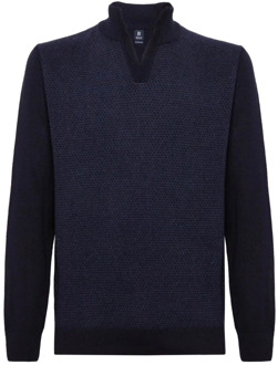 Cashmere Blend Mock Neck Sweater Boggi Milano , Blue , Heren - Xl,L,M,S