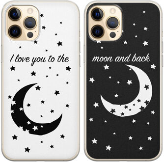 Casimoda Best friends hoesjes - To the moon & back V2 Zwart, Wit