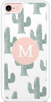 Casimoda hoesje met letter - Cactus Roze, Groen