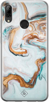 Casimoda Huawei P Smart 2019 siliconen hoesje - Marmer blauw goud Blauw, Goudkleurig