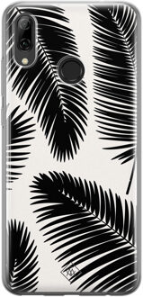 Casimoda Huawei P Smart 2019 siliconen telefoonhoesje - Palm leaves silhouette Zwart
