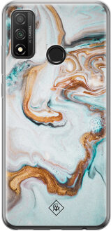 Casimoda Huawei P Smart 2020 siliconen hoesje - Marmer blauw goud Blauw, Goudkleurig