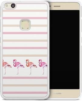 Casimoda Huawei P10 Lite hoesje - Flamingo stripes Wit, Groen